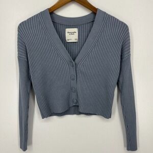 Abercrombie & Fitch Cardigan Sweater Women's Size XS Blue V Neck Button Ribbed‎